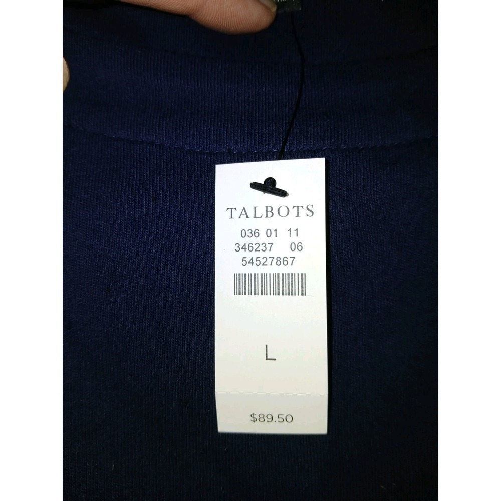 NWT Talbots Navy Blue Embroidered Short Sleeve Tee Shirt Dress Womens Size Large - Picture 4 of 8
